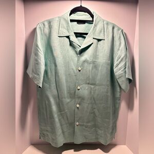 Theory Mint Green 100% Linen Button Down Shirt